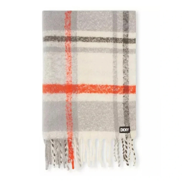 Dkny Accessories - DKNY Women's Chunky Plaid Blanket Scarf with Fringe Detail